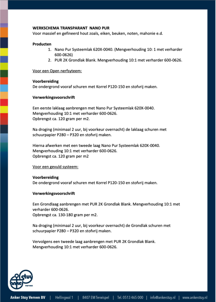 Werkschema Transparant Nano Pur